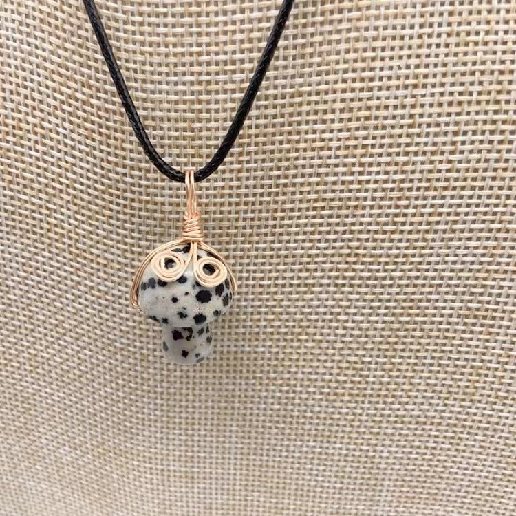 Winding Small Mushroom Natural Stone Necklaces
