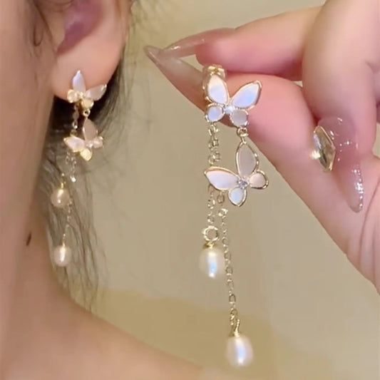 Pearl Butterfly Earrings for Women