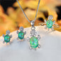 Oval Zircon Turtle Pendant Necklace