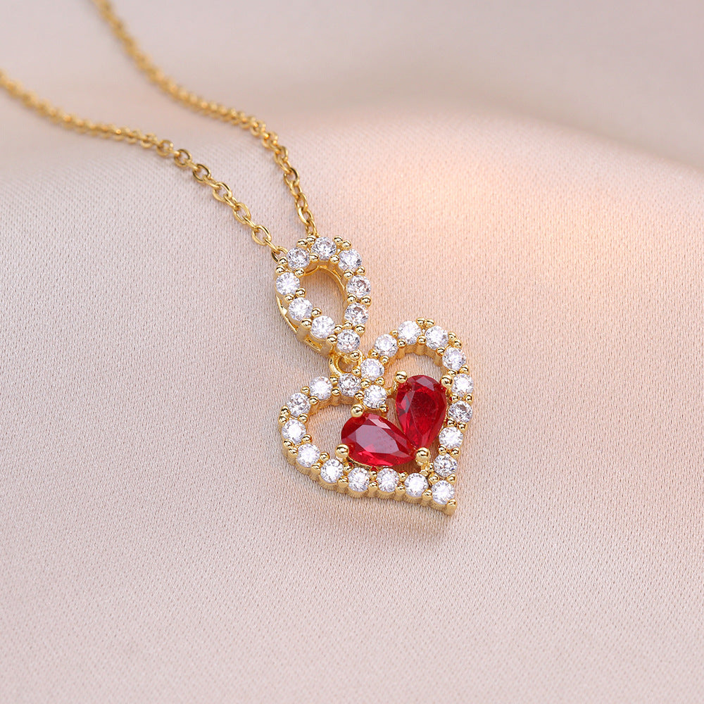 Rhinestone Crystal Heart Pendant Necklace