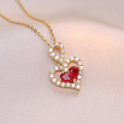 Rhinestone Crystal Heart Pendant Necklace