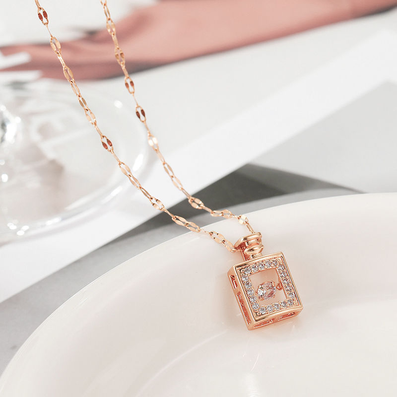 Perfume Bottle Pendant Zircon Necklaces
