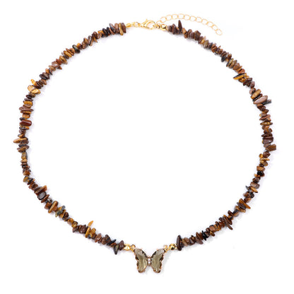 Simple and Versatile Butterfly Natural Stone Necklaces