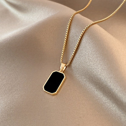 Gold Rectangular Pendant Necklace