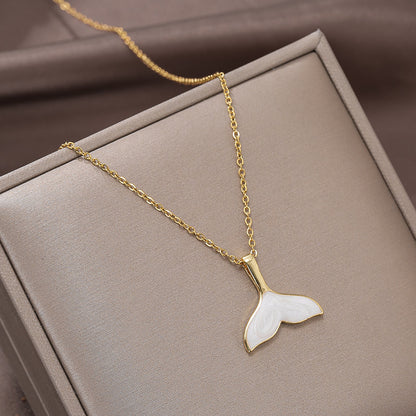 Whale Tail Pendant Necklace in Gold & Rose Gold