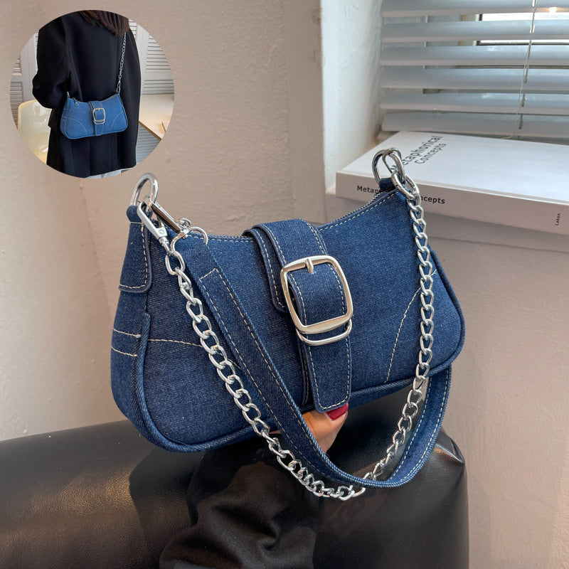 Denim Shoulder Bags, Black, Blue & Dark Blue