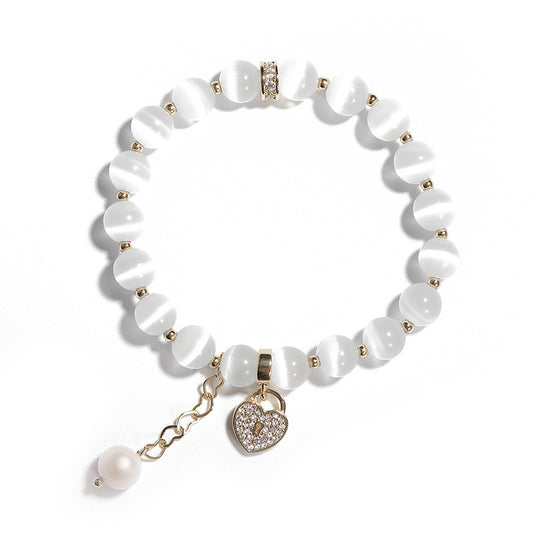 Opal Heart Lock Bracelet For Women