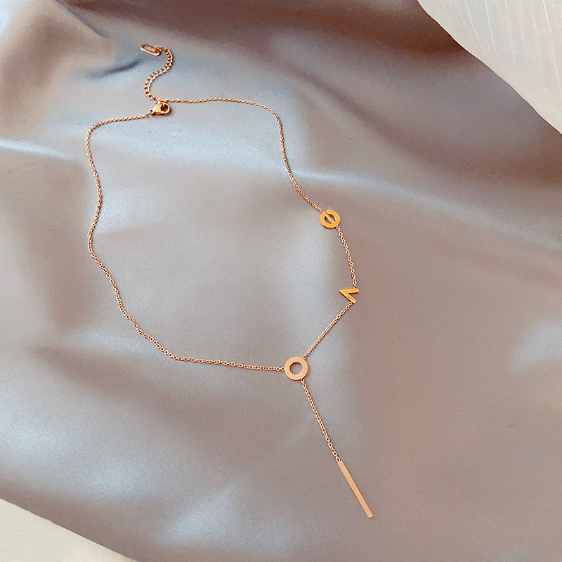 Roman Letter & Butterfly Clavicle Necklace