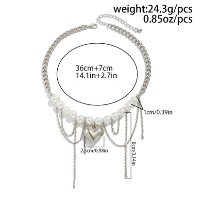 Metal Star Moon Tassel Necklace