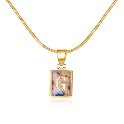 Luminous Pendant 26 Letter Square Necklace