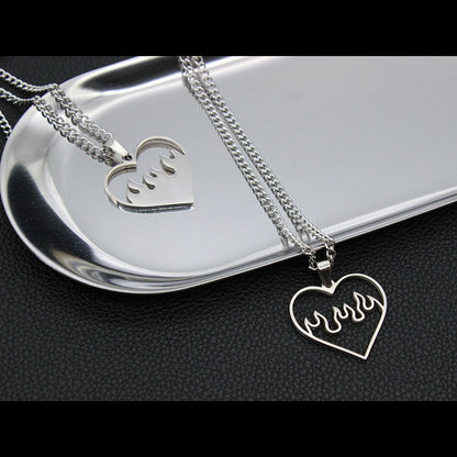 Love Flame Couple Necklace Stainless Steel
