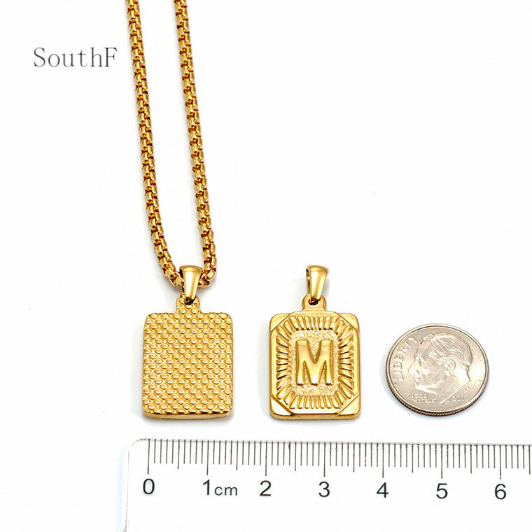 A-Z Alphabet Titanium Steel Letter Pendant Necklace