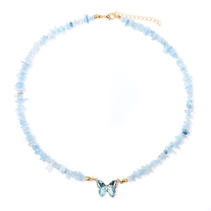 Simple and Versatile Butterfly Natural Stone Necklaces
