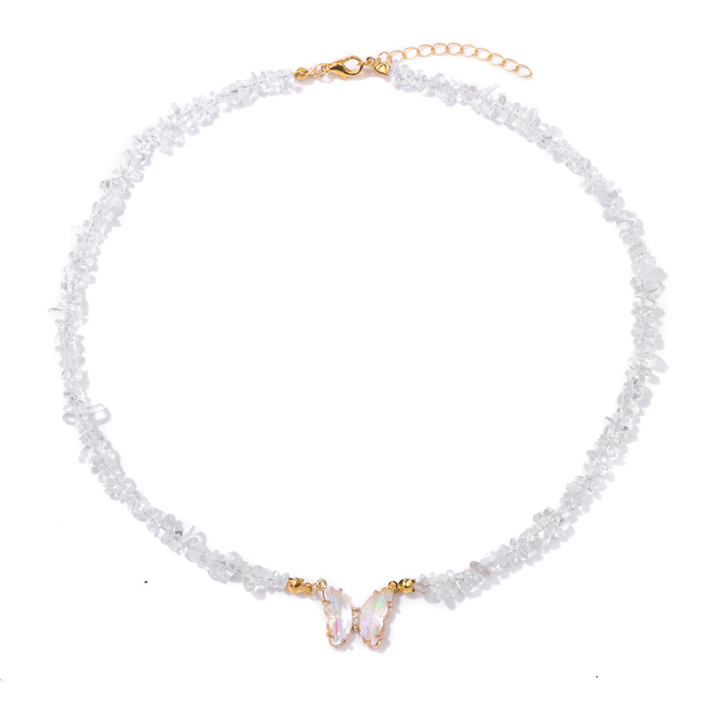 Simple and Versatile Butterfly Natural Stone Necklaces