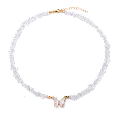 Simple and Versatile Butterfly Natural Stone Necklaces