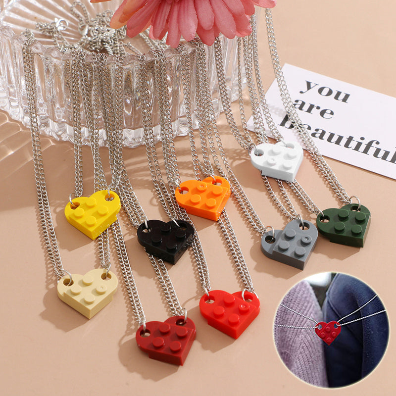 Lego Gift Heart Necklace, 2pcs Set