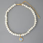 Round Medal Pearl Necklace with Irregular Pearl