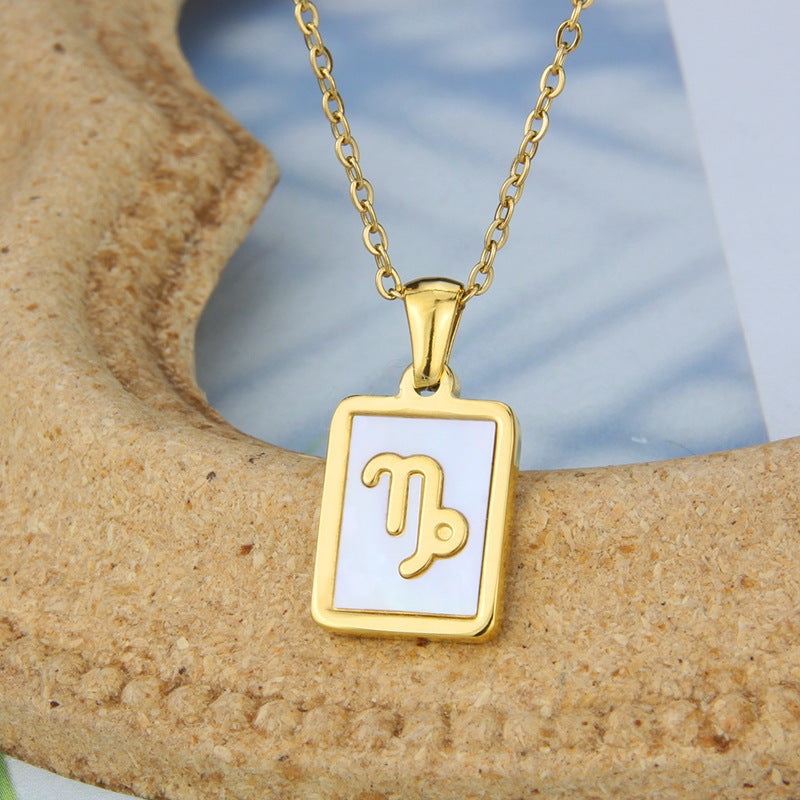 Square Shell Zodiac Necklace
