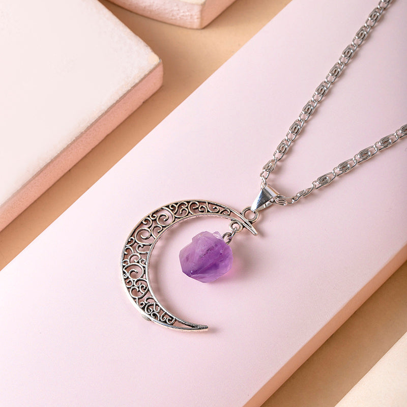 Vintage Purple Moon Necklace