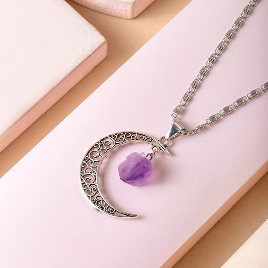 Vintage Purple Moon Necklace