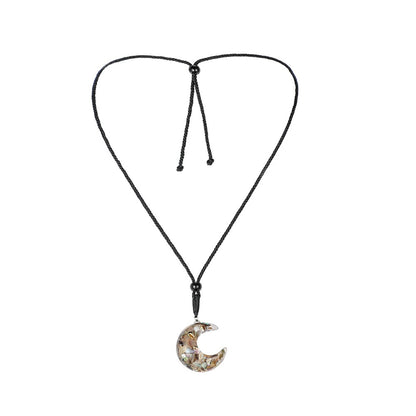 Transparent Resin Rough Moon Pendant Necklace