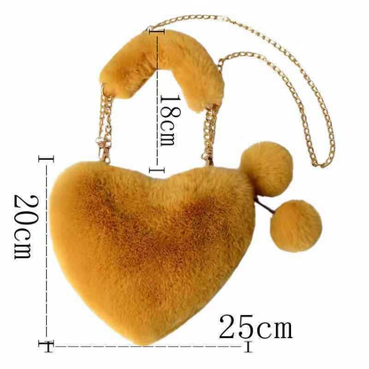 Love Heart-Shaped Plush Handbag