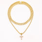 Cross Pendant Necklace with Cuban Link Chain