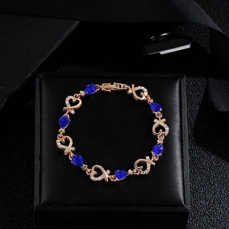 Hollow Love Bracelet with Rhinestones