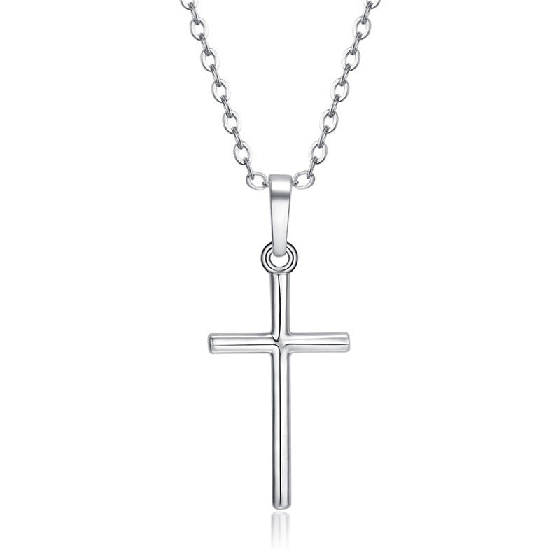 Simple Zircon Retro Cross Pendant Necklace