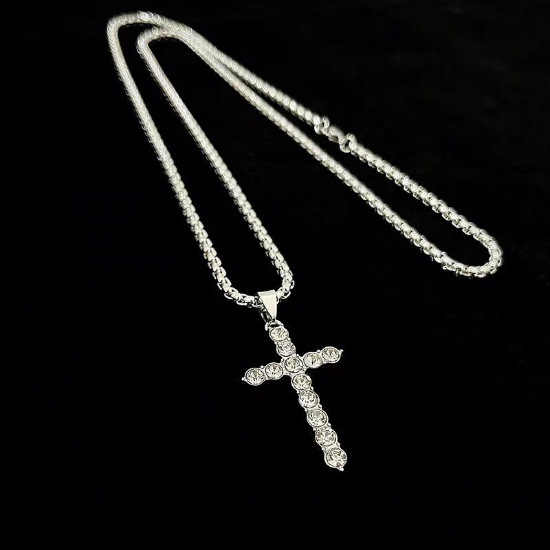 Street Style Diamond Cross Necklace