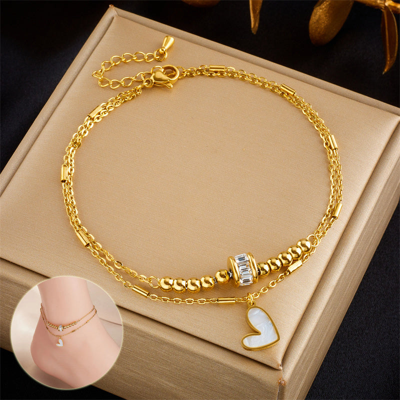 Love Heart Double Layer Anklet