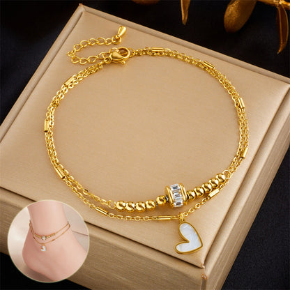 Love Heart Double Layer Anklet