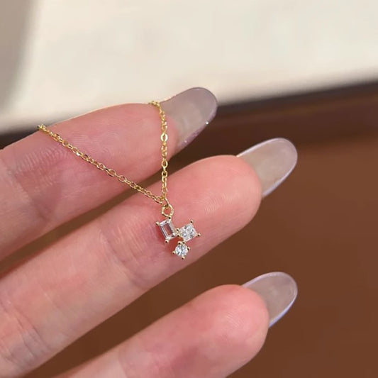 Mini Zircon Small Square Necklace