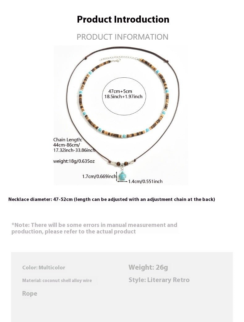 Coconut Shell & Turquoise Leather Necklace - Trendy Radar
