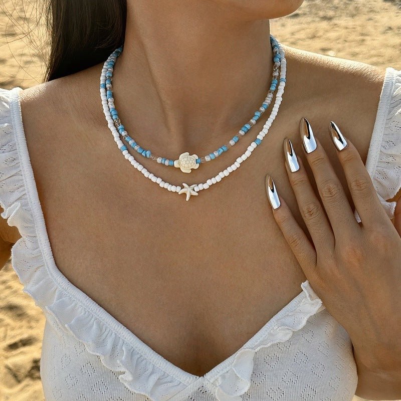 Colorful Beaded Resin Necklace Set for Women – 2 - Piece - Trendy Radar