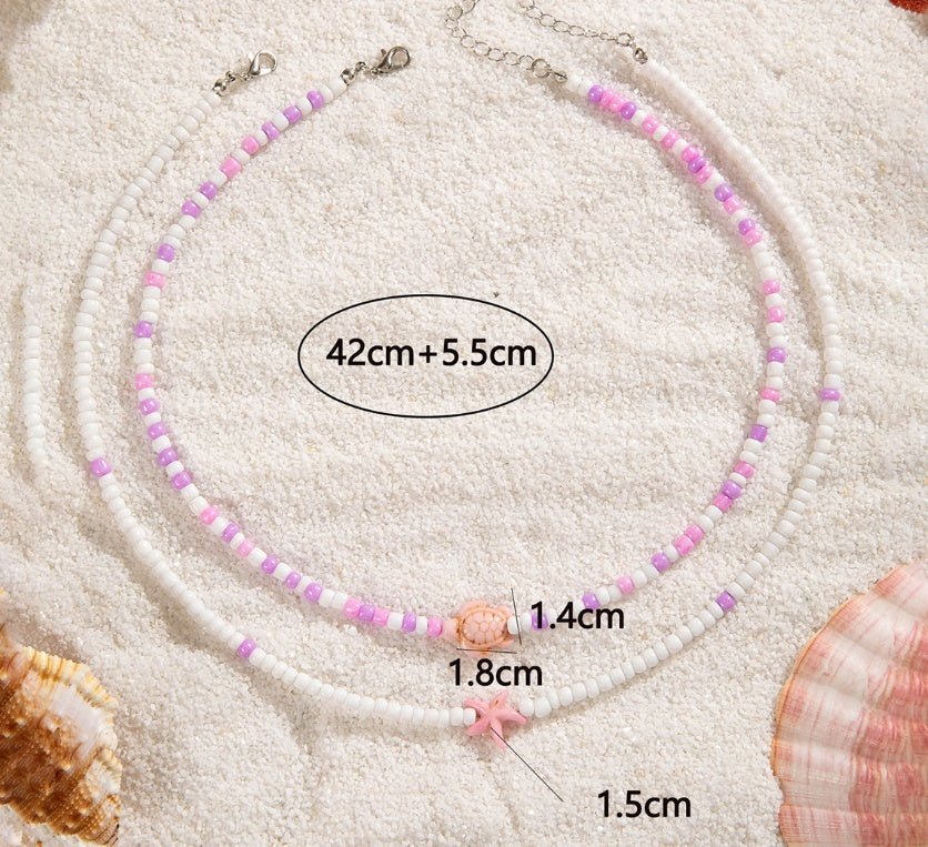 Colorful Beaded Resin Necklace Set for Women – 2 - Piece - Trendy Radar
