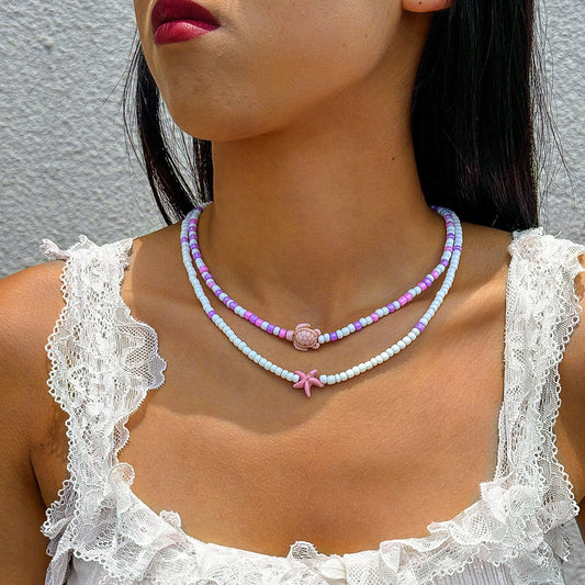 Colorful Beaded Resin Necklace Set for Women – 2 - Piece - Trendy Radar