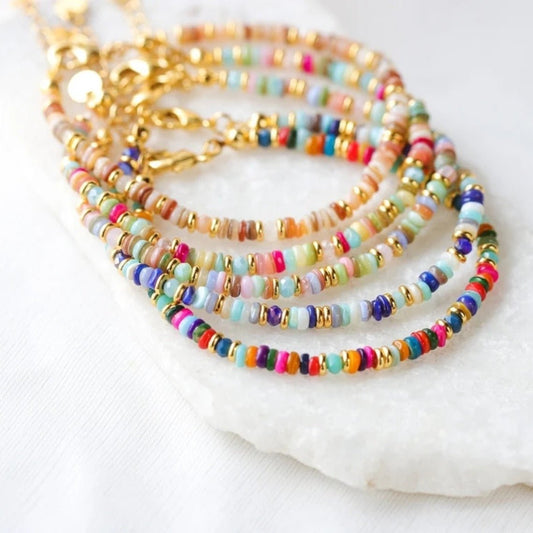 Colorful Natural Shell Hand - Woven Beaded Bracelet - Trendy Radar