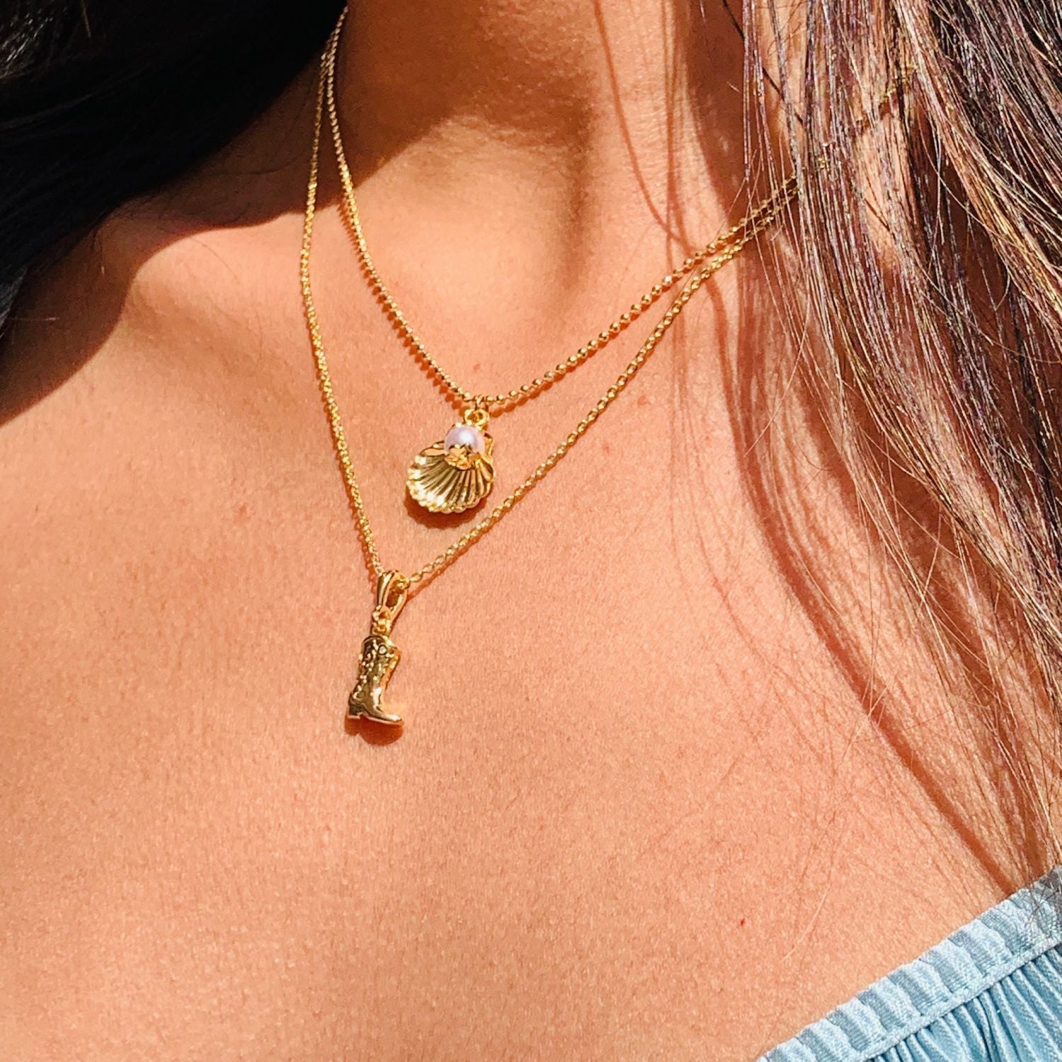 Cowboy Boot & Pearl Pendant Necklace - Trendy Radar