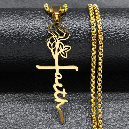 Cross Rose Necklace - Trendy Radar