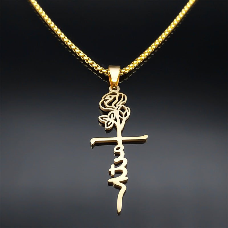 Cross Rose Necklace - Trendy Radar