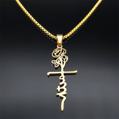 Cross Rose Necklace - Trendy Radar