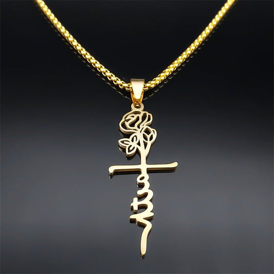 Cross Rose Necklace - Trendy Radar
