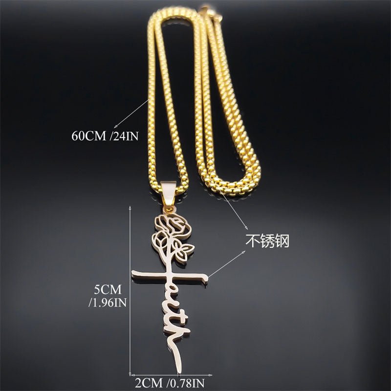 Cross Rose Necklace - Trendy Radar