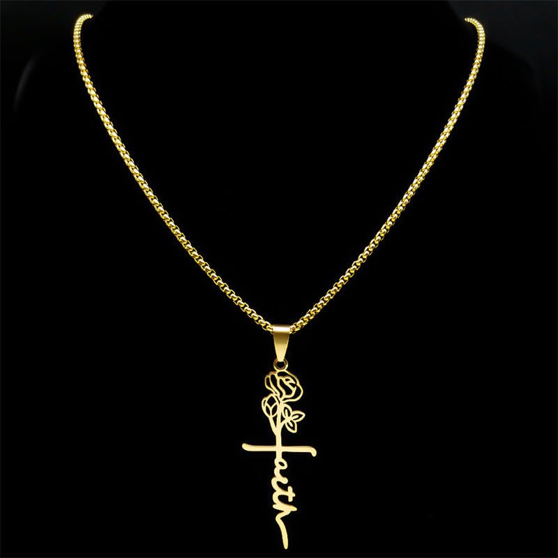 Cross Rose Necklace - Trendy Radar