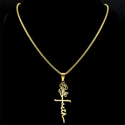 Cross Rose Necklace - Trendy Radar