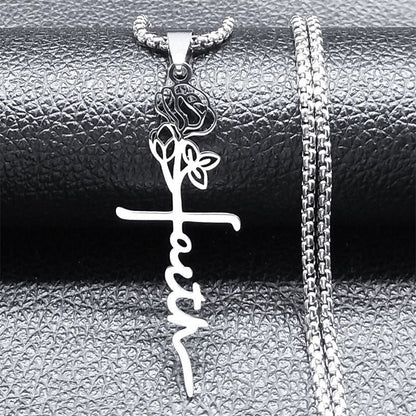 Cross Rose Necklace - Trendy Radar