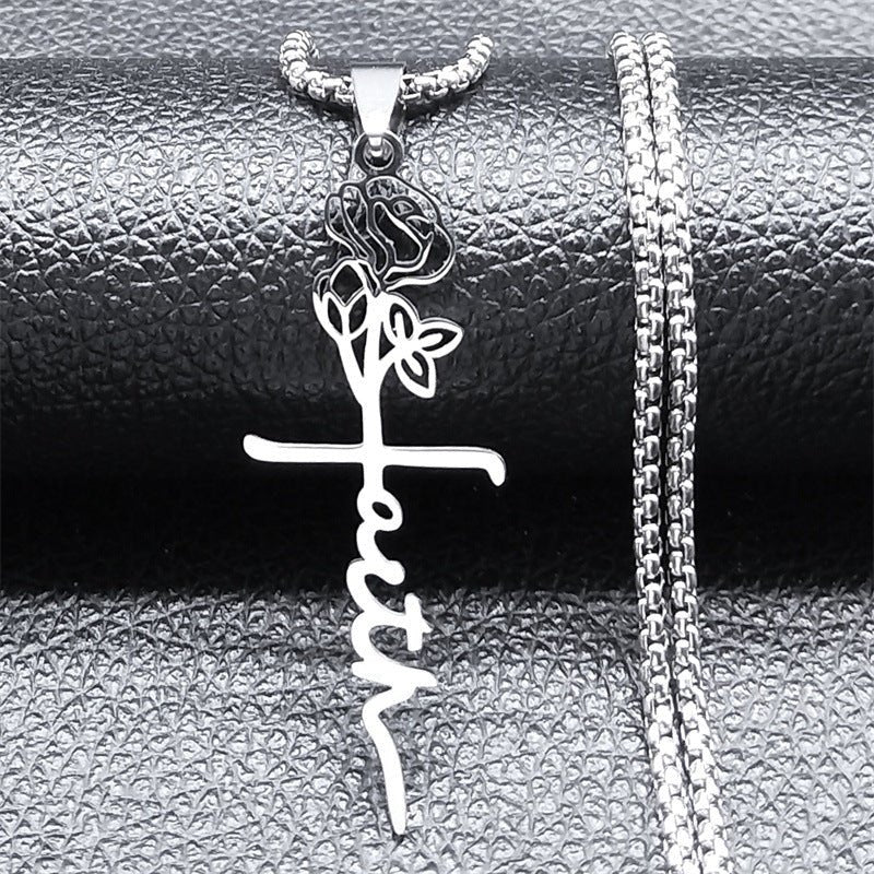 Cross Rose Necklace - Trendy Radar