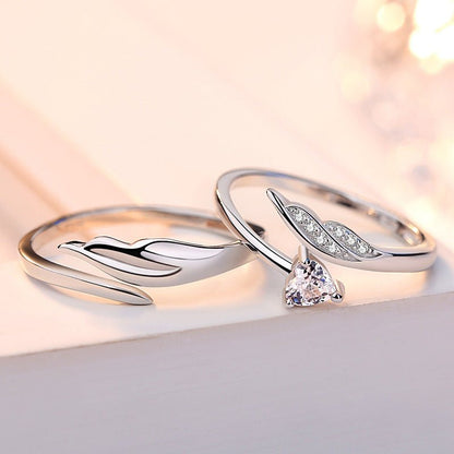 Cupid Angel Feather Couple Ring – S925 Sterling Silver - Trendy Radar