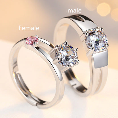 925 Sterling Silver Adjustable Couple Ring